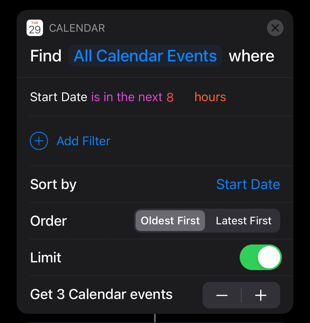 The next 3 calendar events