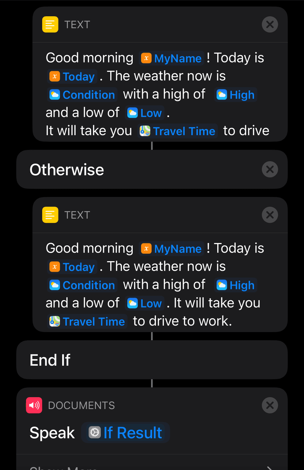 Building the final text & playing