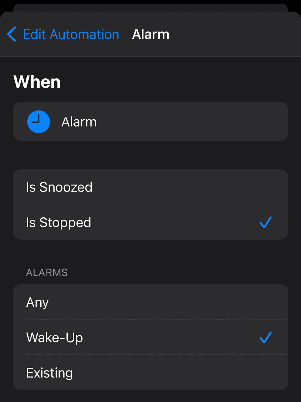 Triggered on the existing Wake Up Alarm